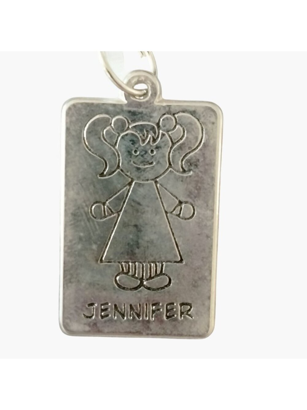 Girl Name Pendant Jennifer Personalized Silver Tag Charm